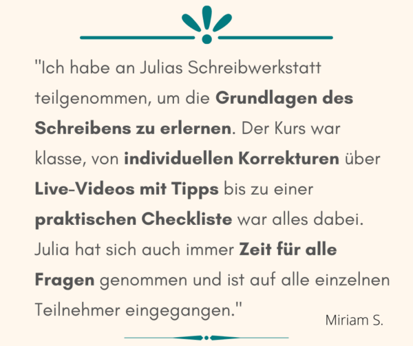 Empfehlung Miriam Schreibwerkstatt Empfehlung Miriam